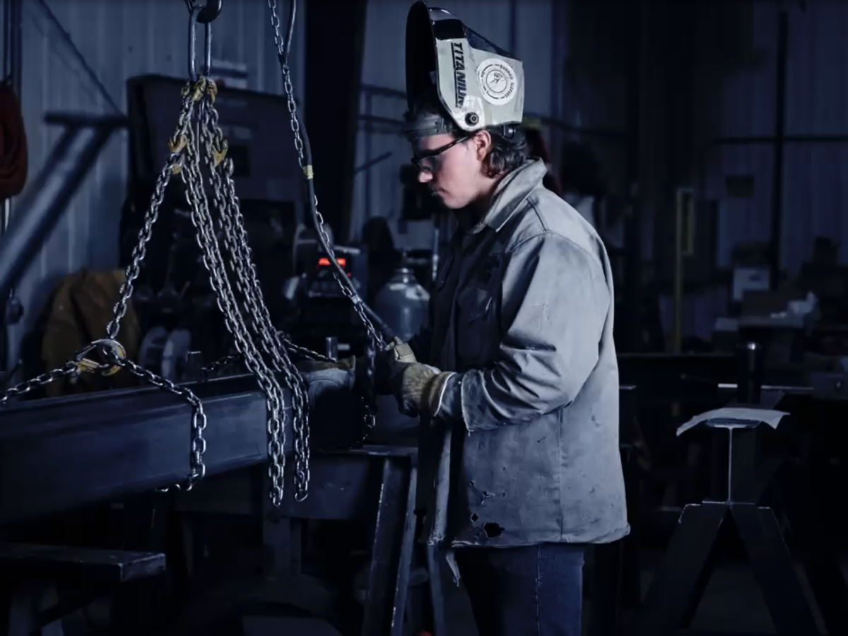 Man working in steel shop